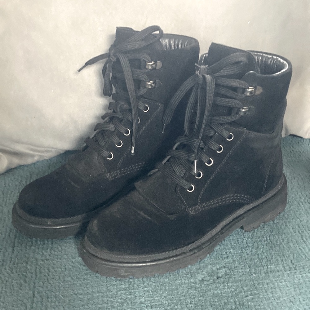Moncler Patty Suede Ankle Combat Boots